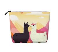 GDSHJKLW Trousse de maquillage en lin pour femme, étanche, organiseur de cosmétiques de voyage, léger, fermeture éclair, trousse de toilette de voyage, organisateur d'alpagas amoureux dans les