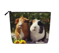 Gdshjklw Trousse de maquillage en lin pour femme, étanche, organiseur de cosmétiques de voyage, léger, fermeture éclair, trousse de toilette de voyage, organisateur de cochons d'Inde, sac de rangement