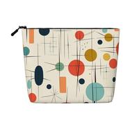 GDSHJKLW Trousse de maquillage en lin pour femme, étanche, organiseur de cosmétiques de voyage, léger, fermeture éclair, trousse de toilette de voyage, organisateur moderne du milieu du siècle, sac de