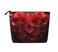 GDSHJKLW Trousse de maquillage en lin pour femme, étanche, organiseur de cosmétiques de voyage, léger, fermeture éclair, trousse de toilette de voyage, organisateur de rose rouge, cœur d'amour sac de