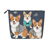 Gdshjklw Trousse de maquillage en lin pour femme, étanche, organiseur de cosmétiques de voyage, léger, fermeture éclair, trousse de toilette de voyage, organisateur de vêtements, chiens corgi, sac de