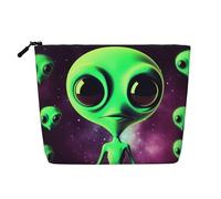 Gdshjklw Trousse de maquillage en lin pour femme, étanche, organiseur de cosmétiques de voyage, léger, fermeture éclair, trousse de toilette de voyage, organisateur Alien1, sac de rangement pour