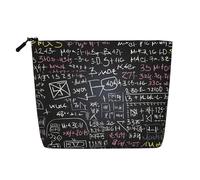 Gdshjklw Trousse de maquillage en lin pour femme, étanche, organiseur de cosmétiques de voyage, léger, fermeture éclair, trousse de toilette de voyage, formule mathématique, sac de rangement pour