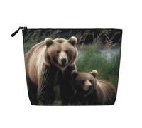 GDSHJKLW Trousse de maquillage en lin pour femme, étanche, organiseur de cosmétiques de voyage, léger, fermeture éclair, trousse de toilette de voyage, organisateur d'une mère et d'un ourson, sac de