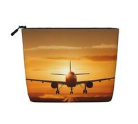 GDSHJKLW Trousse de maquillage en lin pour femme, étanche, organiseur de cosmétiques de voyage, léger, fermeture éclair, trousse de toilette de voyage, avion, coucher de soleil, sac de rangement pour