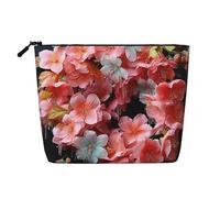 GDSHJKLW Trousse de maquillage en lin pour femme, étanche, organiseur de cosmétiques de voyage, léger, fermeture éclair, trousse de toilette de voyage, guirlandes, jolies fleurs, pinceaux de