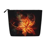 GDSHJKLW Trousse de maquillage en lin pour femme, étanche, organiseur de cosmétiques de voyage, léger, fermeture éclair, trousse de toilette de voyage, organisateur abstrait, fleurs de feu, sac de