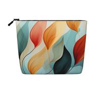 Gdshjklw Trousse de maquillage en lin pour femme, étanche, organiseur de cosmétiques de voyage, léger, fermeture éclair, trousse de toilette de voyage style moderne du milieu du siècle, sac de