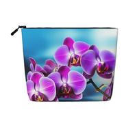 Gdshjklw Trousse de maquillage en lin pour femme, étanche, organiseur de cosmétiques de voyage, léger, fermeture éclair, trousse de toilette de voyage, belle orchidée, sac de rangement pour pinceaux