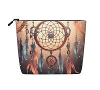 GDSHJKLW Trousse de maquillage en lin pour femme, organiseur de cosmétiques de voyage imperméable, léger, fermeture éclair, trousse de toilette de voyage, organisateur amérindien, attrape-rêves, sac