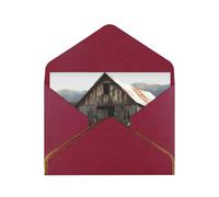 GDSHJKLW Vieille grange en bois avec tracteur rouillé avec enveloppes rouge foncé, cartes « Thinking of You » de 10,2 x 15,2 cm, carte vierge pour toutes les occasions