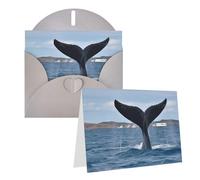 GDSHJKLW Whale Tail Carte de vœux vierge avec enveloppes 10,2 x 15,2 cm, cartes de remerciement, cartes de notes, cartes toutes occasions, cartes grises pour Noël, vacances, anniversaire, remise de