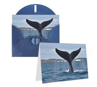 GDSHJKLW Whale Tail Carte de vœux vierge avec enveloppes 10,2 x 15,2 cm, cartes de remerciement, cartes de notes, cartes toutes occasions, cartes de Noël, anniversaire, remise de diplôme, anniversaire