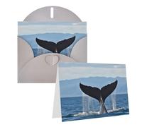 GDSHJKLW Whale Tail Carte de vœux vierge avec enveloppes 10,2 x 15,2 cm, cartes de remerciement, cartes de notes, cartes toutes occasions, cartes grises pour Noël, vacances, anniversaire, remise de