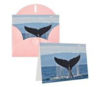 GDSHJKLW Whale Tail Carte de vœux vierge avec enveloppes 10,2 x 15,2 cm, cartes de remerciement, cartes de notes, cartes toutes occasions, cartes pour Noël, vacances, anniversaire, remise de diplôme