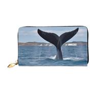 GDSHJKLW Whale Tail Portefeuille en cuir avec fermeture éclair sur le pourtour pour femme Porte-cartes de crédit étanche avec support de téléphone Porte-monnaie de voyage pour femme