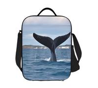 GDSHJKLW Whale Tail Sac à déjeuner isotherme réutilisable pour homme et femme Sac fourre-tout isotherme réutilisable avec bandoulière réglable pour bureau, travail, voyage, pique-nique, camping