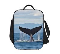 GDSHJKLW Whale Tail Sac à déjeuner isotherme réutilisable pour homme et femme Sac fourre-tout isotherme réutilisable avec bandoulière réglable pour bureau, travail, voyage, pique-nique, camping