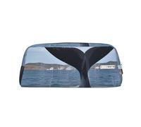 GDSHJKLW Whale Tail Trousse à crayons en cuir de grande capacité avec fermeture éclair pour homme et femme - Trousse de toilette de voyage étanche - Grande ouverture pour pièces de monnaie, doré, One