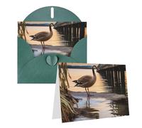 GDSHJKLW Wild Goose By The Bridge Carte de vœux vierge avec enveloppes 10,2 x 15,2 cm, cartes de remerciement, cartes de notes, cartes toutes occasions, vert foncé pour Noël, vacances, anniversaire