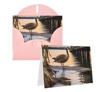 GDSHJKLW Wild Goose By The Bridge Carte de vœux vierge avec enveloppes 10,2 x 15,2 cm, cartes de remerciement, cartes de notes, cartes toutes occasions, rose pour Noël, vacances, anniversaire, remise