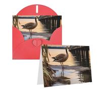 GDSHJKLW Wild Goose By The Bridge Carte de vœux vierge avec enveloppes 10,2 x 15,2 cm, cartes de remerciement, cartes de notes, cartes toutes occasions, rouge pour Noël, vacances, anniversaire, remise