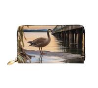 GDSHJKLW Wild Goose By The Bridge Portefeuille en cuir avec fermeture éclair sur le pourtour pour femme Porte-cartes de crédit avec support pour téléphone portable