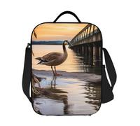 GDSHJKLW Wild Goose By The Bridge Sac à déjeuner isotherme réutilisable pour homme et femme Sac fourre-tout isotherme avec bandoulière réglable pour bureau, travail, voyage, pique-nique, camping