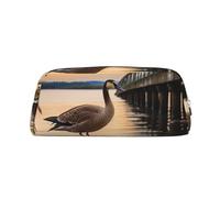 GDSHJKLW Wild Goose By The Bridge - Trousse à crayons en cuir de grande capacité avec fermeture éclair, trousse de maquillage pour homme et femme, trousse de toilette de voyage, trousse de toilette