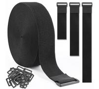 GDSZ LAERSI 6M Adjustable Reusable Cable Ties with 25 Buckles and Hook Strap for Cable Management and Storage (6m x 5cm, Black)