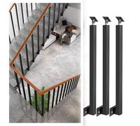 GDVXYS Colonne de balustrade latérale - Poteau de balustres d'escalier, axe de main courante en métal noir avec support plat et réglable à 270°, colonne de rampe pour terrasse, marches, jardin