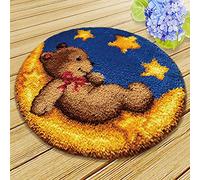 GDWD Kit de tapis noué au point de croix pour enfants et adultes - À nouer soi-même - Kit d'outils de fabrication artisanale - Fait à la main (C)