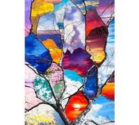 GDYEEH 5D Arbre Mort Diamant Painting Kit, DIY Vitrail Art du Diamant Complet Kits, Coucher de Soleil Lueur Diamond Art Kits Strass Point de Croix Painting pour Adultes Débutants Maison Décor 30x40 cm