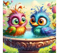 GDYEEH 5D Cartoon Birds Peinture Diamant Painting Kit, DIY Oiseaux Colorés Art du Diamant Complet Kits, Diamond Art Kits Strass Point de Croix Painting pour Adultes Débutants Maison Décor 30x30 cm