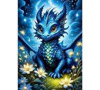 GDYEEH 5D Dragon Bleu Peinture Diamant Painting Kit, DIY Fleurs Art du Diamant Complet Kits, Pays des Rêves Diamond Art Strass Point de Croix Painting pour Adultes Débutants Maison Décoration 30X40cm