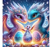 GDYEEH 5D Dragon Mignon Peinture Diamant Painting Kit, DIY Dessin Animé Art du Diamant Complet Kits, Dragon Diamond Art Kits Strass Point de Croix Painting pour Adultes Débutants Maison Décor 30x30cm