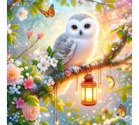 GDYEEH 5D Fantasy Owl Diamant Painting Kit, DIY Papillon Art du Diamant Complet Kits,Fleurs Sauvages Diamond Art Kits Strass Point de Croix Painting pour Adultes Débutants Maison Décor 30x30 cm