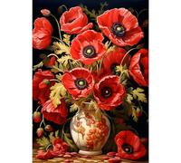 GDYEEH 5D Fleurs de Coquelicot Peinture Diamant Painting Kit, DIY Vase Art du Diamant Complet Kits, Fleurs Diamond Art Kits Strass Point de Croix Painting pour Adultes Débutants Maison Décor 30x40cm