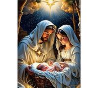 GDYEEH 5D Jésus Diamond Painting, DIY Naissance de la Vie Broderie Diamant Painting Complet, Art du Diamant Peinture Strass Point de Croix Painting pour Adultes Débutants Murale Décor 30x40 cm