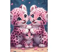 GDYEEH 5D Léopard Rose Diamant Painting Kit, DIY Couple de Léopards Art du Diamant Complet Kits, Gardien Diamond Art Kits Strass Point de Croix Painting pour Adultes Débutants Maison Décor 30x40 cm