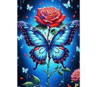 GDYEEH 5D Papillon Diamant Painting Kit, DIY Rose de Minuit Art du Diamant Complet Kits, Rêveur Diamond Art Kits Strass Point de Croix Painting pour Adultes Débutants Maison Décor 30x40 cm
