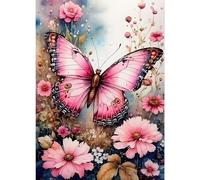 GDYEEH 5D Papillon Rose Diamant Painting Kit, DIY Fleurs Sauvages Art du Diamant Complet Kits, Dreamland Diamond Art Kits Strass Point de Croix Painting pour Adultes Débutants Maison Décor 30x40 cm