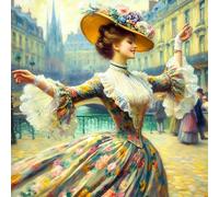 GDYEEH 5D Princesse Lolita Peinture Diamant Painting Kit, DIY Femme Vintage Art du Diamant Complet Kits, Diamond Art Kits Strass Point de Croix Painting pour Adultes Débutants Maison Décor 30x30 cm