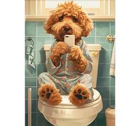GDYEEH 5D Puppy Watching Mobilephone Diamant Painting Kit, DIY Toilettes Art du Diamant Complet Kits, Diamond Art Kits Strass Point de Croix Painting pour Adultes Débutants Maison Décor 30x40 cm