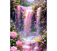 GDYEEH 5D Rêve Cascade Diamant Painting Kit, DIY Fleur Sauvage Art du Diamant Complet Kits, Paysage Diamond Art Kits Strass Point de Croix Painting pour Adultes Débutants Maison Décor 30x40 cm