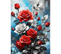 GDYEEH 5D Rose Peinture Diamant Painting Kit, DIY Fleurs Art du Diamant Complet Kits, Flowers Diamond Art Kits Strass Point de Croix Painting pour Adultes Débutants Maison Décor 30x40 cm