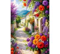 GDYEEH 5D Route de Campagne Diamant Painting Kit, DIY Fleurs Sauvages Art du Diamant Complet Kits, Paysage Diamond Art Kits Strass Point de Croix Painting pour Adultes Débutants Maison Décor 30x40 cm