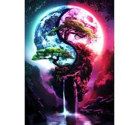 GDYEEH 5D Yin Yang Peinture Diamant Painting Kit, DIY Arbre Bonsaï Art du Diamant Complet Kits, Pays de Rêve Diamond Art Kits Strass Point de Croix Painting pour Adultes Débutants Maison Décor 30x40cm