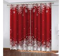 GDYRBY Rideaux Anti Chaleur Froid - 3D Modèle Rouge-Fond De Noël Motif Thermiques Rideau Oeillet Isolants pour Fenetre De Salon Et Chambre 280X260cm, Décoration De Fenêtre pour Chambre Garcon Fille