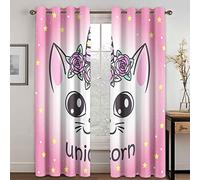 GDYRYD 3D Chat De Dessin Animé Mignon Motif Rideaux Occultants Fille L 110 X H 210 cm 2 Panneaux Thermique Isolant Rideau Chambre Fille avec Oeillets - pour Décoration Chambre Décoration Intérieur